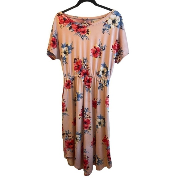 Iconic Lux Pink Floral Dress Size Large - Picture 1 of 5